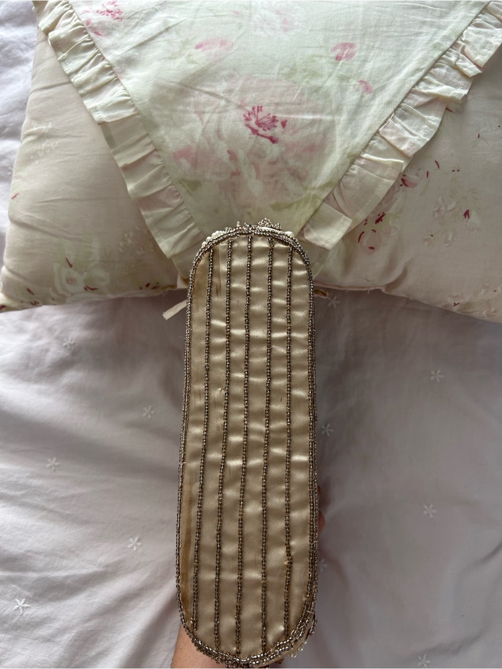 Beaded Pearl-Embellished Evening Clutch - Gold - Picture 5 of 5